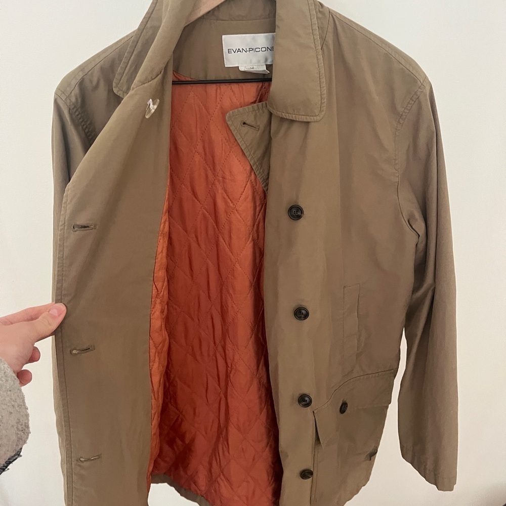 Vintage Tan Jackets with Front Buttons and Orange Quilted Liner - Picture 4 of 6